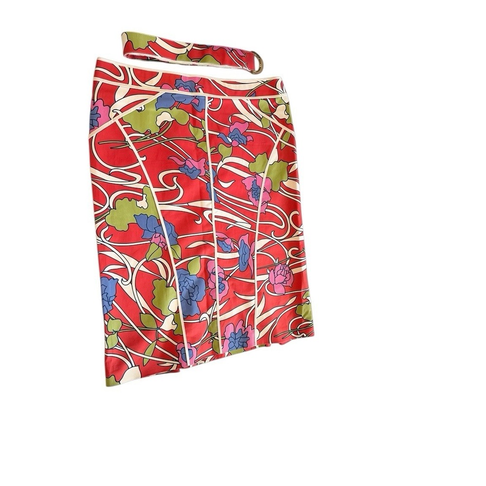 Vtg Carolina Herrera 12 Multi Colored Floral Skirt Preowned